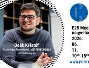Deák Kristóf Oscar díjas filmrendező nyitott mesterkurzusa a pontPécs Fesztiválon