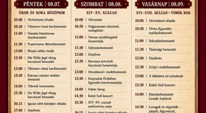 Siklósi Várfesztivál részletes programja